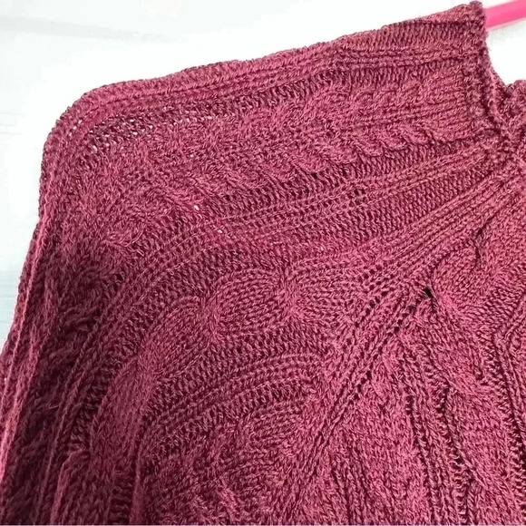 Bleu Gray Cable Knit Sweater Burgundy Size Medium - Picture 3 of 16